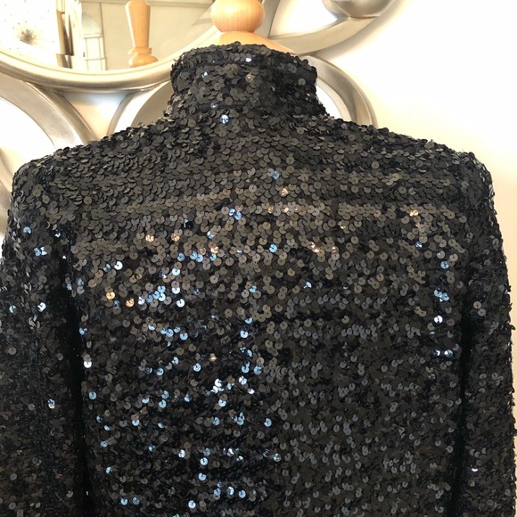 Boukhara Vintage 80’s Black Sequins Open Front Jacket Small Christmas New Years - Picture 4 of 6